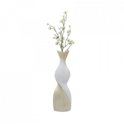 Sagebrook 19" Ceramic Twisted Vase - White/Gold