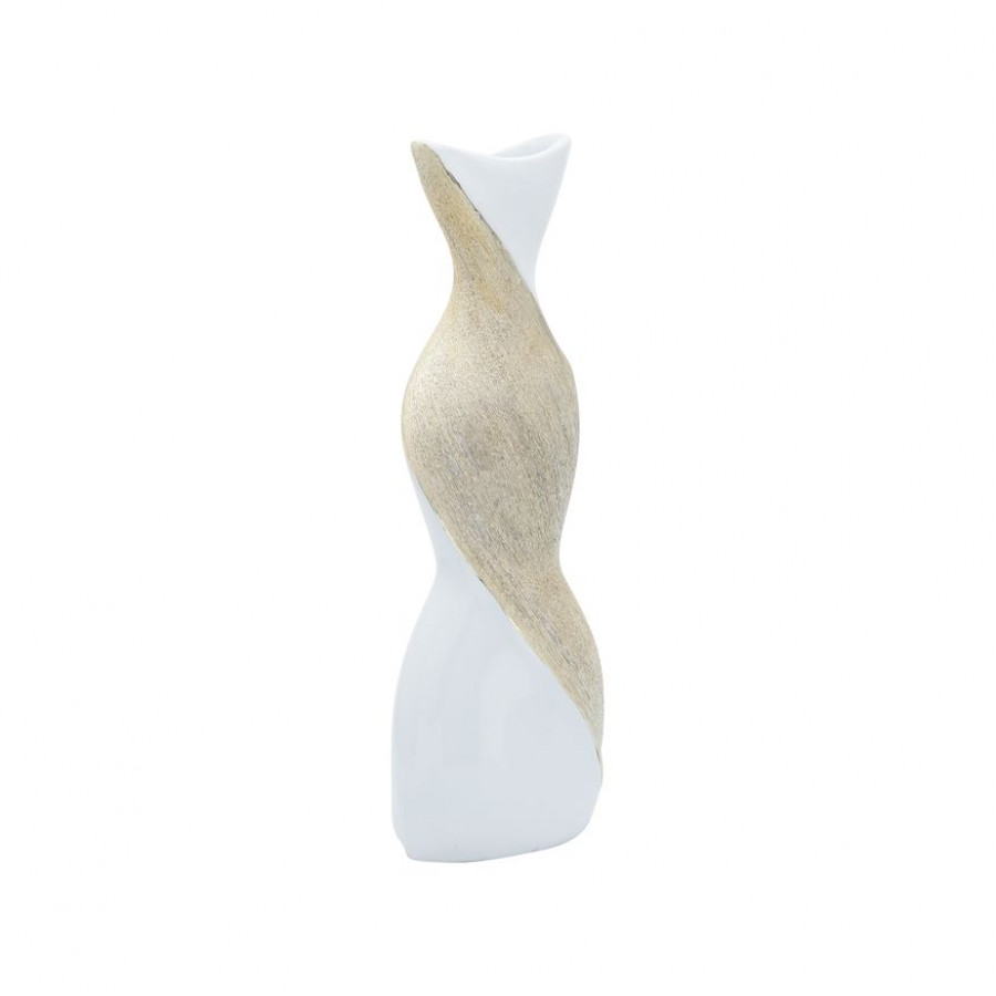 Sagebrook 16" Ceramic Twisted Vase - White/Gold