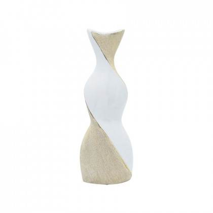 Sagebrook 16" Ceramic Twisted Vase - White/Gold