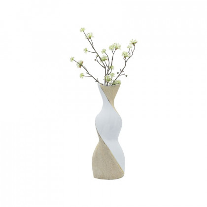 Sagebrook 16" Ceramic Twisted Vase - White/Gold