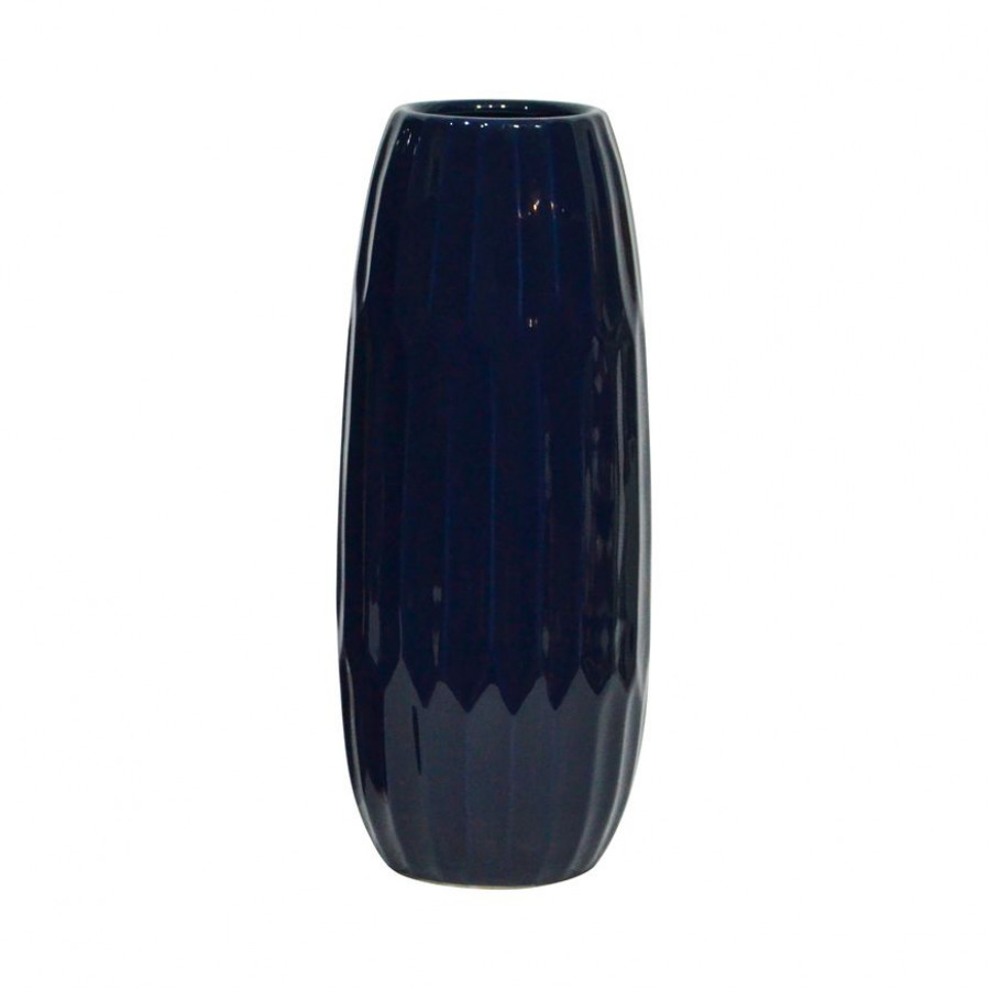 Sagebrook 14" Ceramic Vase - Navy Blue