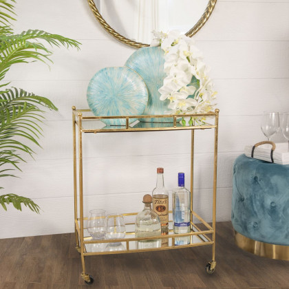 Sagebrook Two Tier Metal Bar Cart - Gold