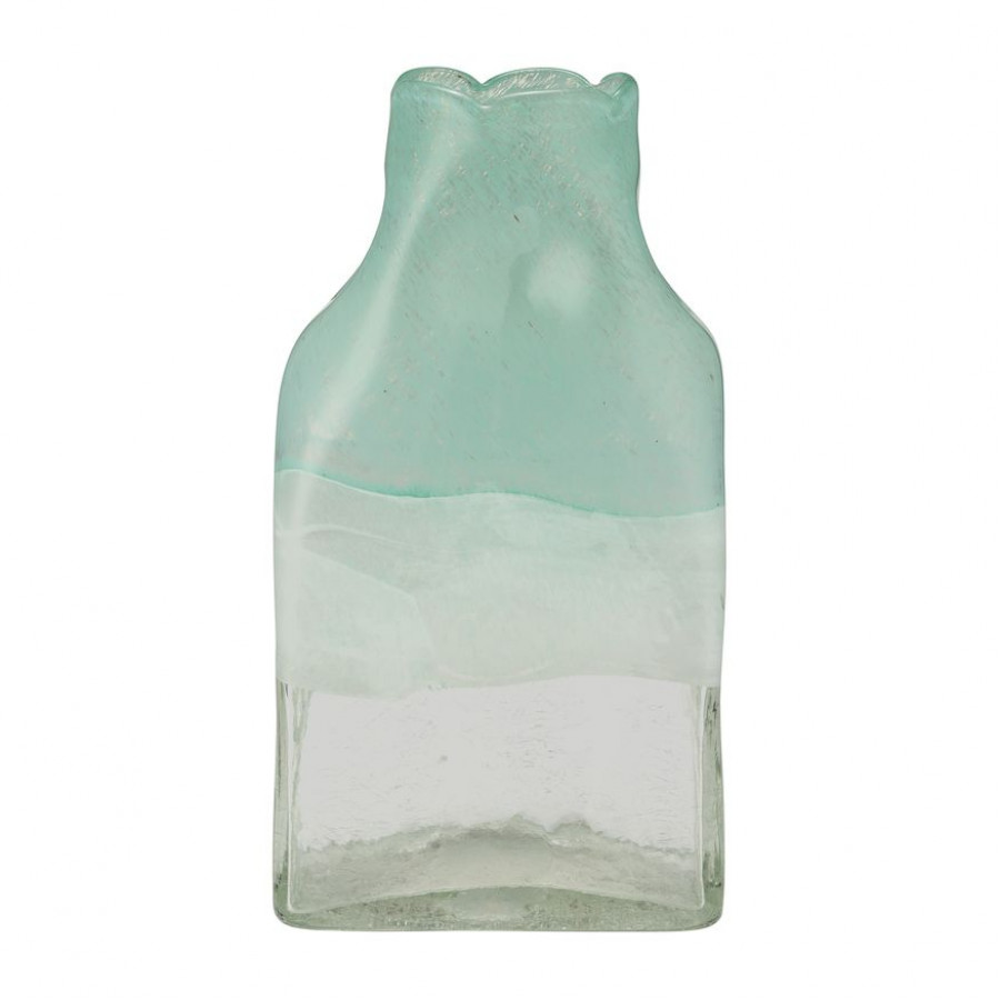 Sagebrook 13" Glass Bottle Vase - Aqua Haze