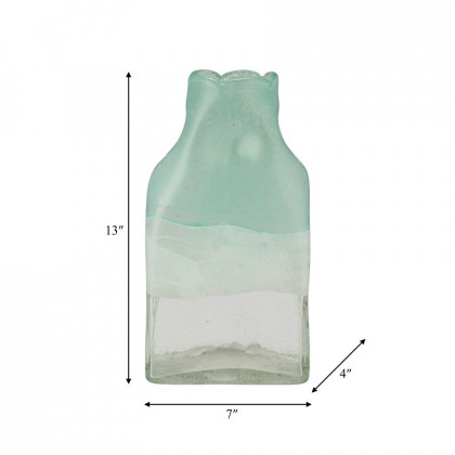 Sagebrook 13" Glass Bottle Vase - Aqua Haze