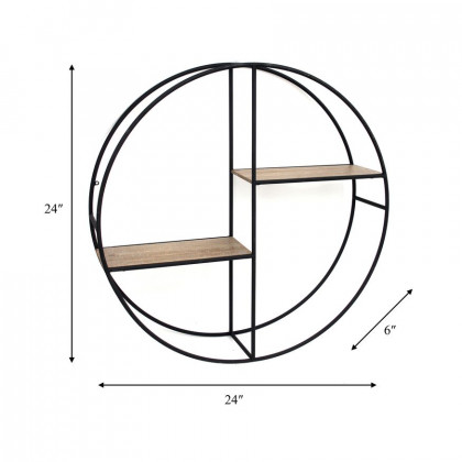 Sagebrook Metal/Wood Round Shelf - Black