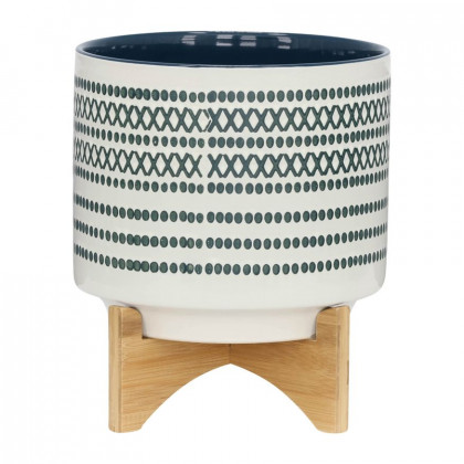 Sagebrook - 10" Ceramic Planter On Stand With Dots