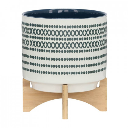 Sagebrook - 10" Ceramic Planter On Stand With Dots