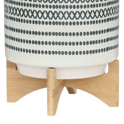 Sagebrook 10" Ceramic Planter On Stand With Dots - Blue