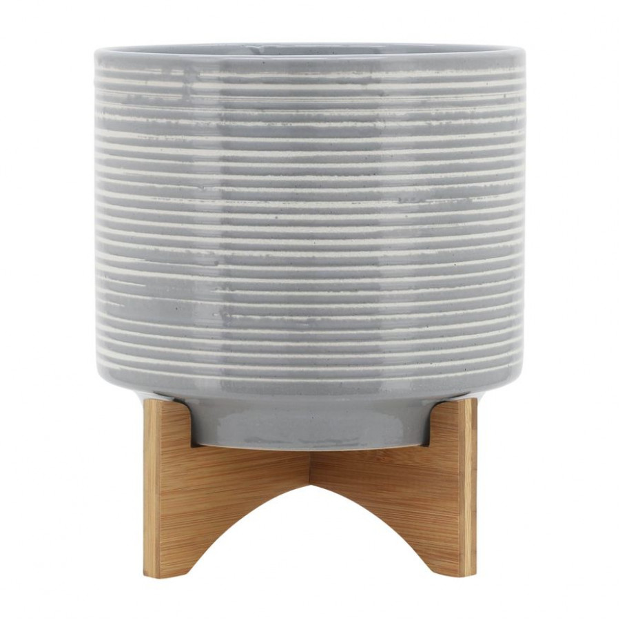 Sagebrook 10" Ceramic Planter On Stand - Gray
