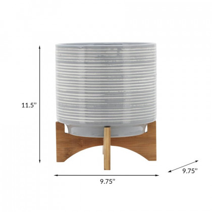 Sagebrook 10" Ceramic Planter On Stand - Gray
