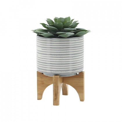 Sagebrook 5"/8" Ceramic Planters On Stand (Set Of 2) - Gray