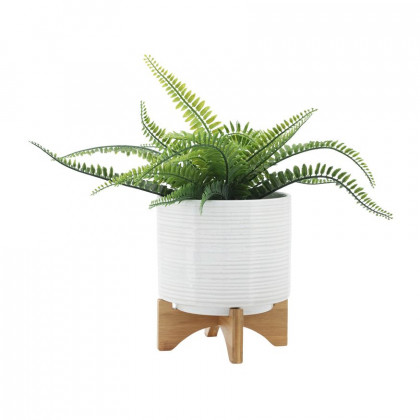 Sagebrook 5"/8" Ceramic Planters On Stand (Set Of 2) - Speckled White