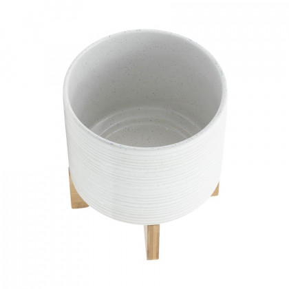 Sagebrook 5"/8" Ceramic Planters On Stand (Set Of 2) - Speckled White