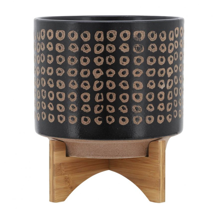 Sagebrook 10" Ceramic Planter On Stand - Brown
