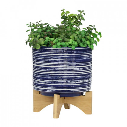 Sagebrook 5"/8" Ceramic Planters On Stand (Set Of 2) - Blue