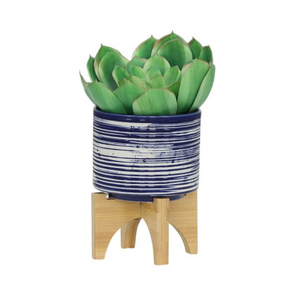 Sagebrook 5"/8" Ceramic Planters On Stand (Set Of 2) - Blue