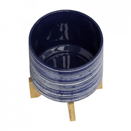 Sagebrook 5"/8" Ceramic Planters On Stand (Set Of 2) - Blue
