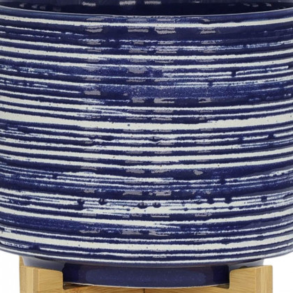 Sagebrook 5"/8" Ceramic Planters On Stand (Set Of 2) - Blue