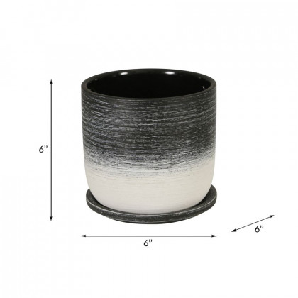 Sagebrook 6" Ceramic Planter With Saucer - Black