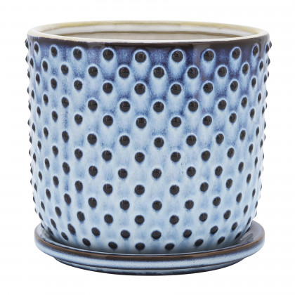 Sagebrook - 6" Ceramic Bubbles Planters With Saucer (Set Of 2)