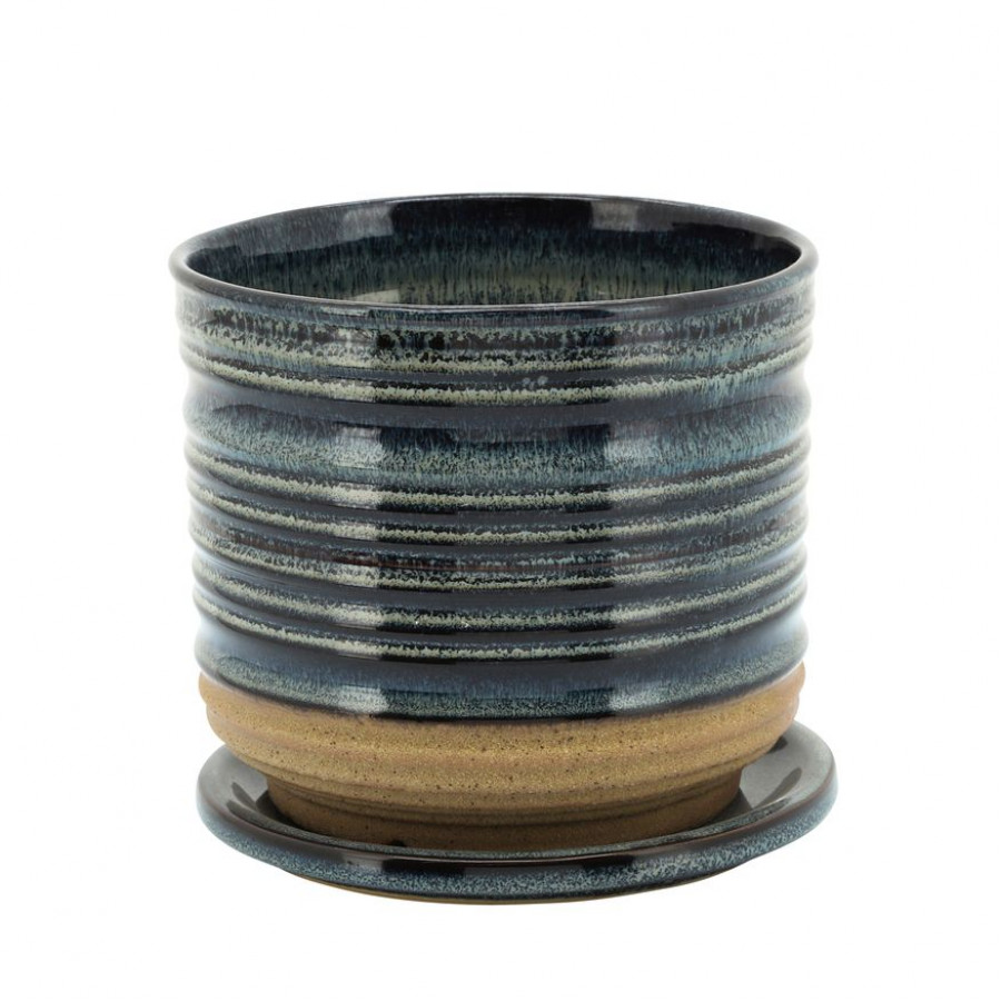 Sagebrook - 6" Ceramic Textured Planter With Saucer in Multi
