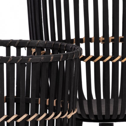 Sagebrook - 10"/12" Bamboo Footed Planters (Set Of 2) in Black