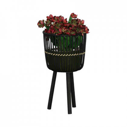 Sagebrook 11"/13"/15" Bamboo Footed Planters (Set Of 3) - Black
