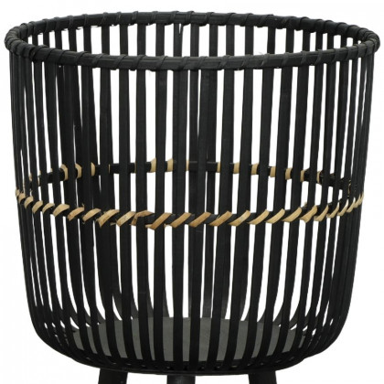 Sagebrook 11"/13"/15" Bamboo Footed Planters (Set Of 3) - Black