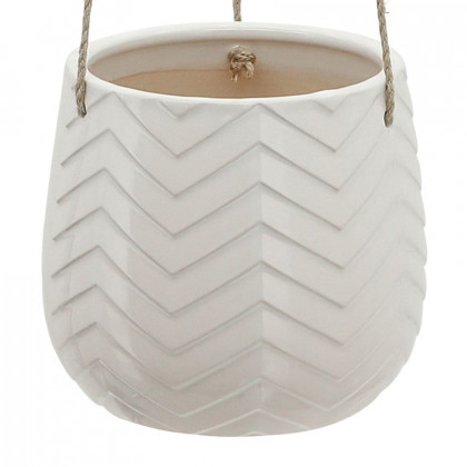 Sagebrook 6" Chevron Hanging Planter - White