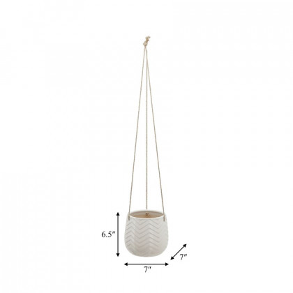 Sagebrook 6" Chevron Hanging Planter - White