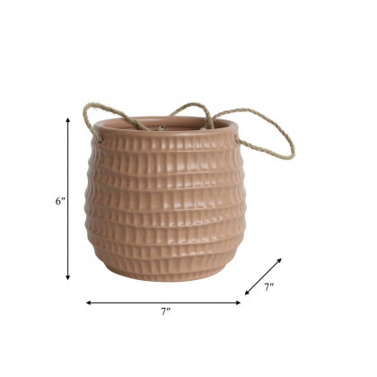 Sagebrook 6" Ceramic Dimpled Hanging Planter - Dark Rose