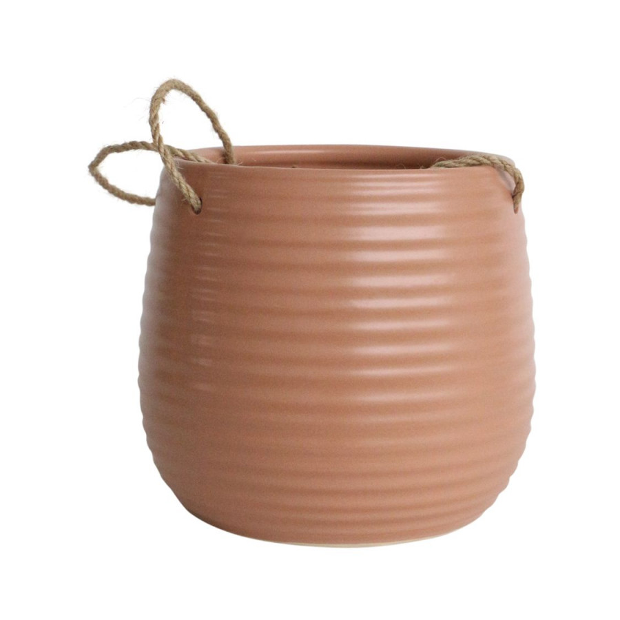 Sagebrook 6" Ceramic Hanging Planter - Dark Rose