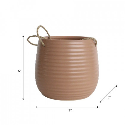 Sagebrook 6" Ceramic Hanging Planter - Dark Rose