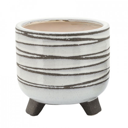 Sagebrook 6"/8" Ceramic Footed Planters (Set Of 2) - White