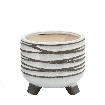 Sagebrook 6"/8" Ceramic Footed Planters (Set Of 2) - White