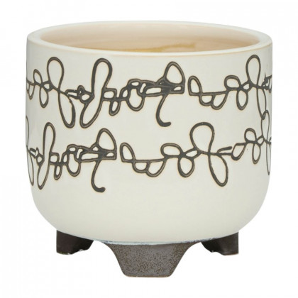 Sagebrook 6"/8" Ceramic Scribble Footed Planters (Set Of 2) - Beige