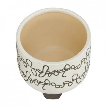 Sagebrook 6"/8" Ceramic Scribble Footed Planters (Set Of 2) - Beige
