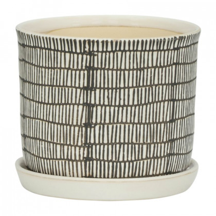 Sagebrook - 6"/8" Ceramic Planters With Saucer (Set Of 2) in Beige