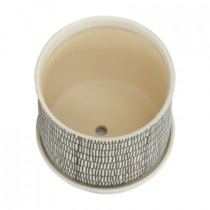 Sagebrook - 6"/8" Ceramic Planters With Saucer (Set Of 2) in Beige