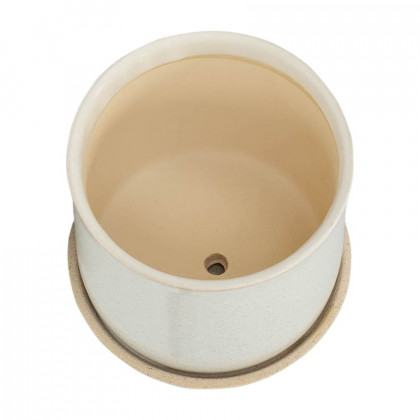 Sagebrook - 6"/8" Ceramic Planters With Saucer (Set Of 2) in Beige