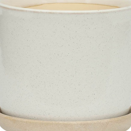Sagebrook - 6"/8" Ceramic Planters With Saucer (Set Of 2) in Beige