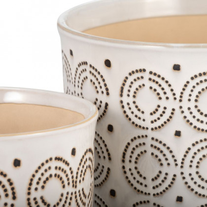 Sagebrook - 6"/8" Ceramic Circles Planters With Saucer (Set Of 2) in Beige