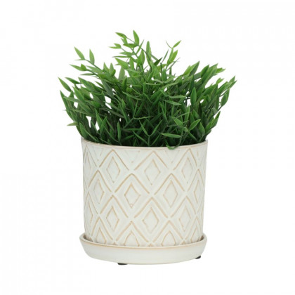 Sagebrook - 6"/8" Diamond Planters With Saucer (Set Of 2) in Beige