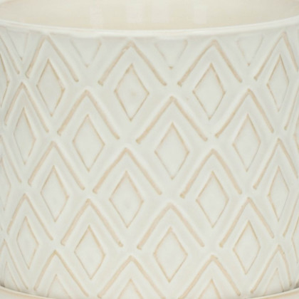 Sagebrook - 6"/8" Diamond Planters With Saucer (Set Of 2) in Beige