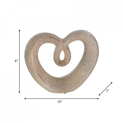 Sagebrook 8" Ceramic Beaded Heart Accent - Champange