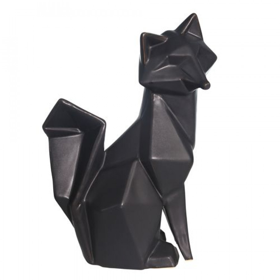 Sagebrook 10" Ceramic Modern Fox Figurine - Black
