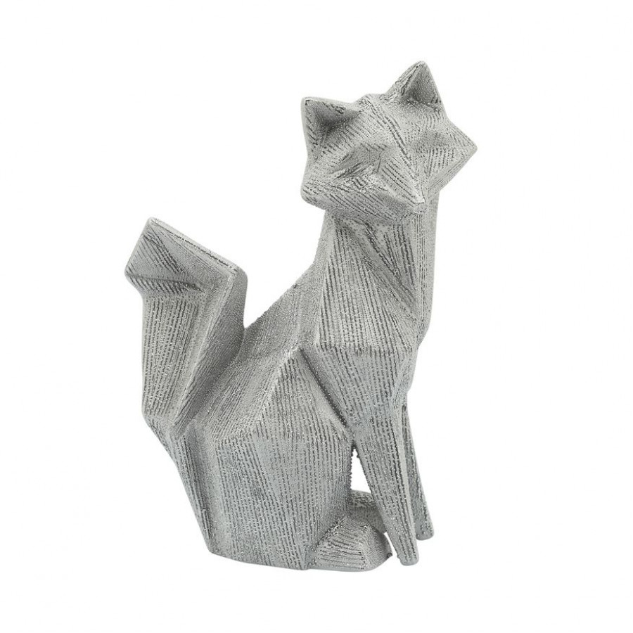 Sagebrook 10" Ceramic Beaded Fox Figurine - Silver