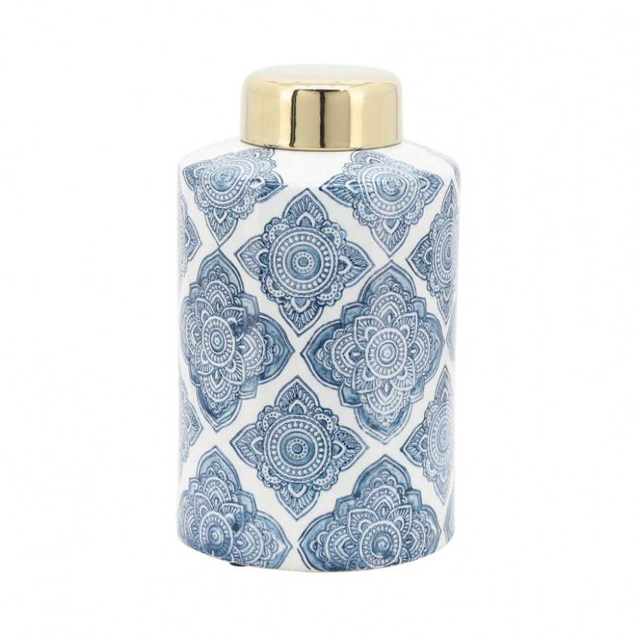Sagebrook - 9" Ceramic Jar With Gold Lid