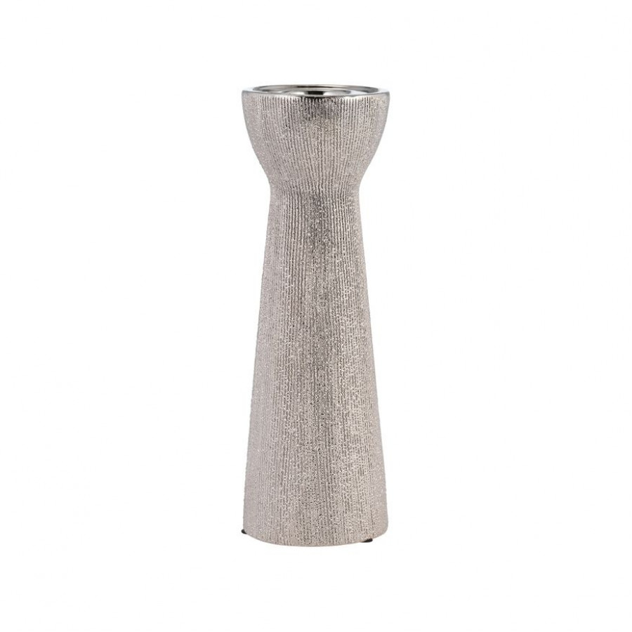 Sagebrook 12" Ceramic Bead Candle Holder - Silver