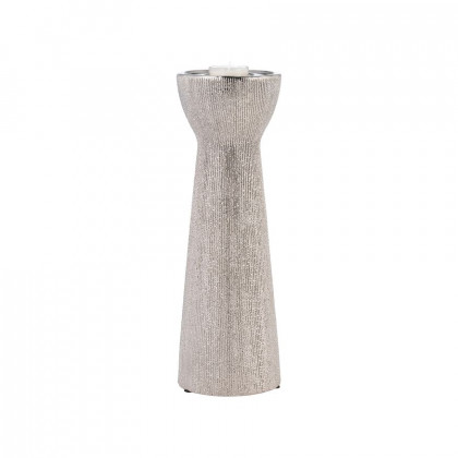Sagebrook 12" Ceramic Bead Candle Holder - Silver